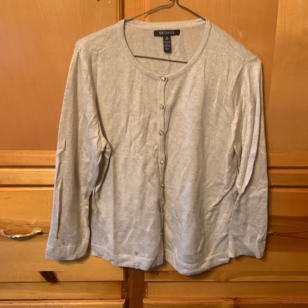 George NWOT gold glitter button down sweater size large